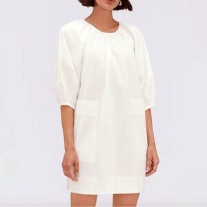 Everlane White Organic Cotton Short Sleeve A Line Sheath Mini Dress Size XS
